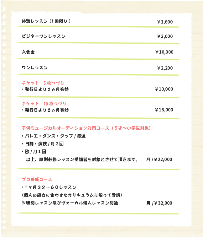 料金表